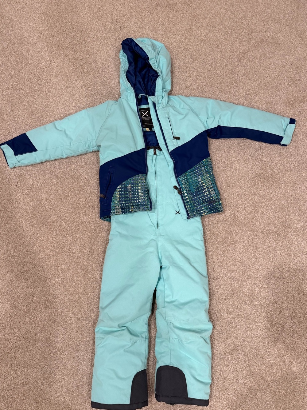 Arctix Light Blue Kids' Ski Jacket & Snow Pants Set with Navy Accents